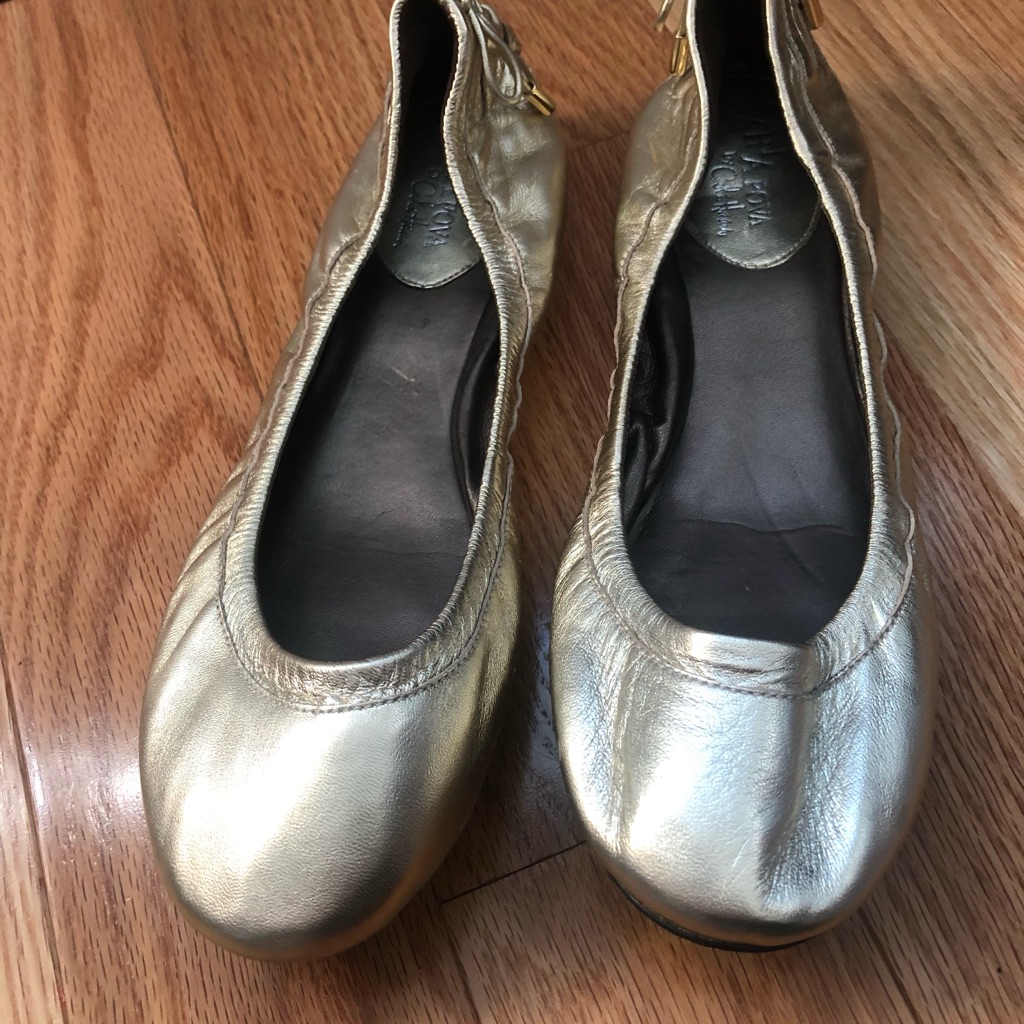Cole Haan Metallic Gold Leather Ballet Flats
